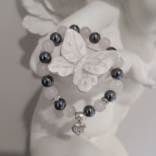 Bracelet Quartz rose &amp; Hématite