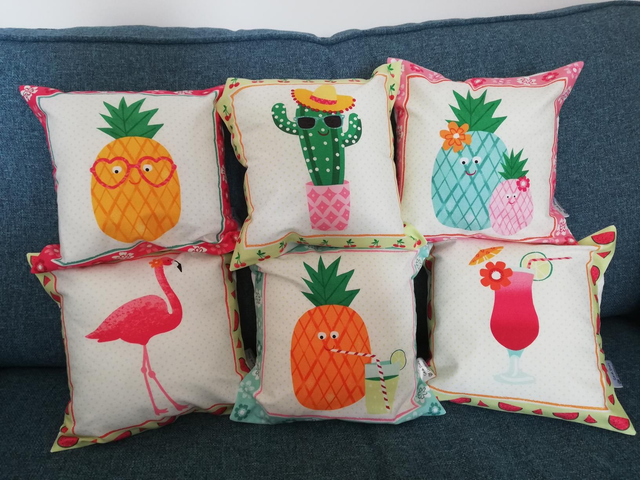 Cocktail &amp; Tropical Fruit Scatter Cushion