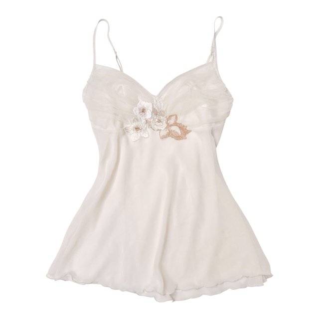 Japanese brand coquette white/cream embroidered appliqué cami 