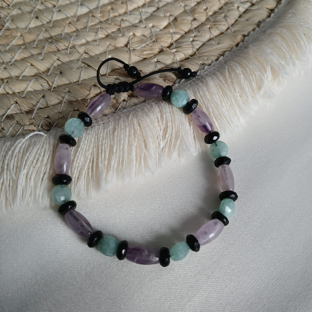 Dames armband Amethistkwarts, Jadeiet en Onyx (1.139)