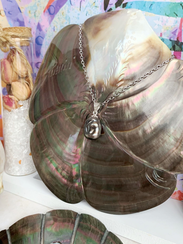 Pendentif en argent 925 avec véritable Keshis de Tahiti