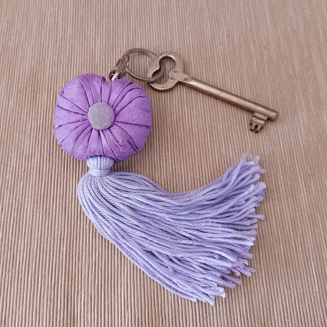 Lavender Sachet Keyring made with Lavender Dupion Silk