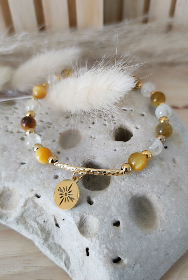 Bracelet Oeil de tigre doré et Citrine "Confiance en soi" 