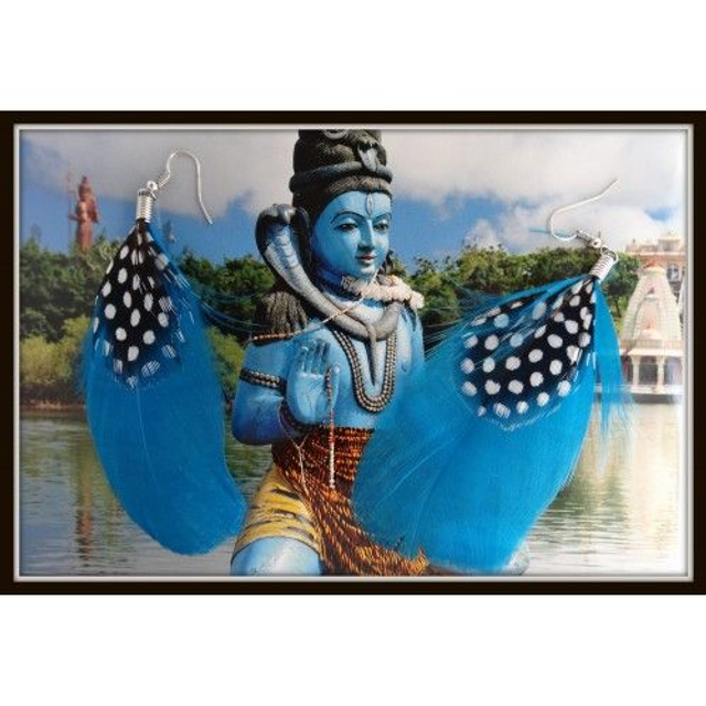 Boucles d&#039;oreilles plume colorée boho