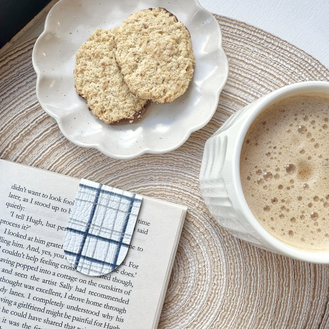 Riverstone Plaid - Faux Leather Magnetic Bookmark 