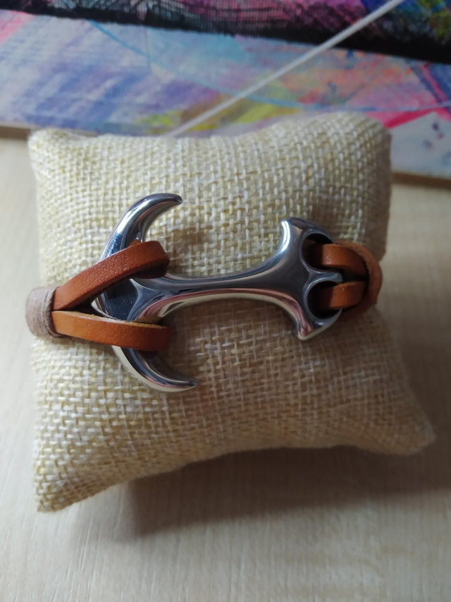 Bracelet double lanières orange Ancre 