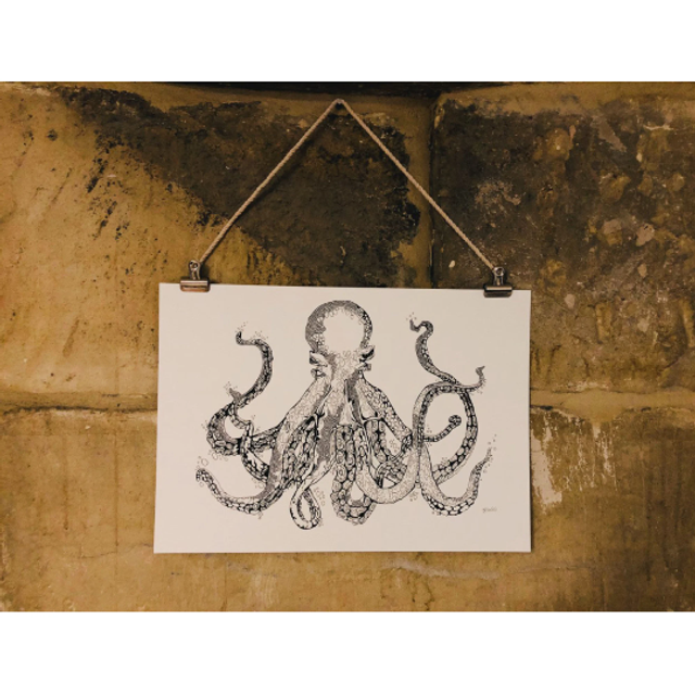 B&W A3 print - octopus