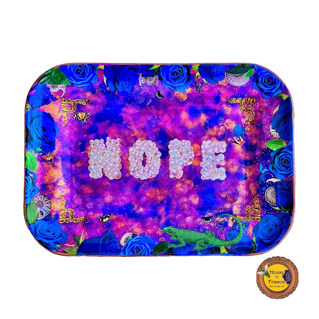 “Nope” Cerise + Blue Upcycled Wall Plate - House of Frisson
