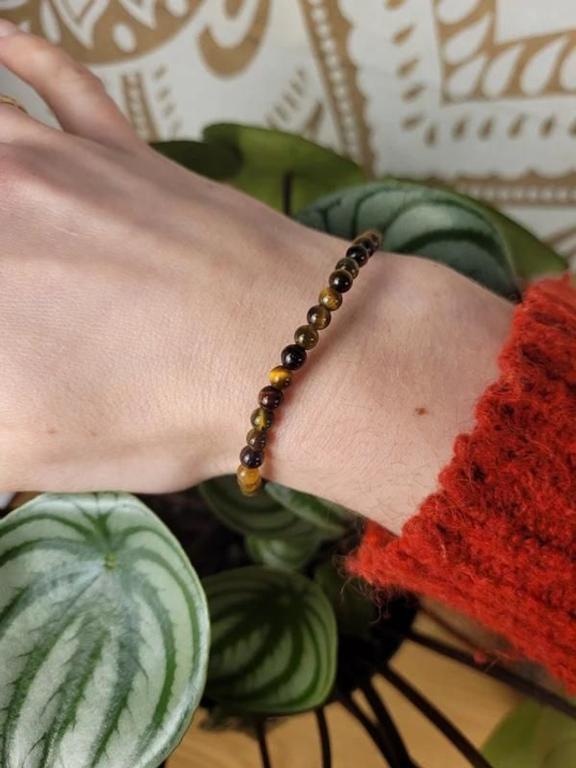 Œil de tigre, de faucon et de taureau – Bracelet avec des perles de 4 mm