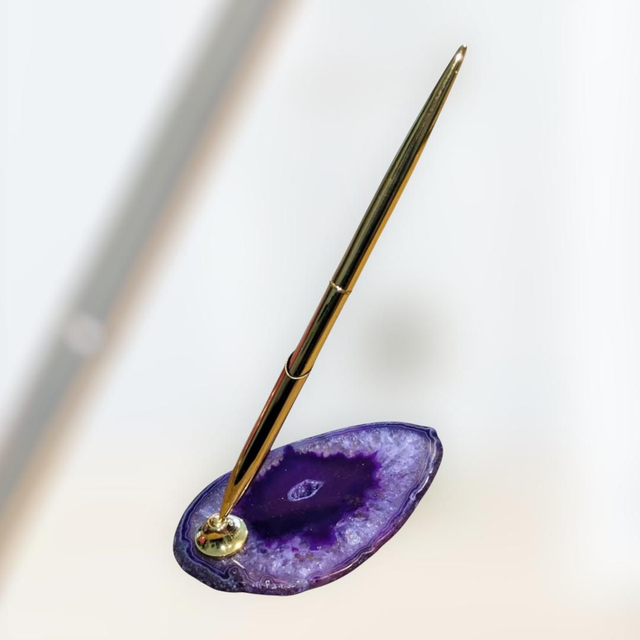 Porte-stylo en tranche d'agate