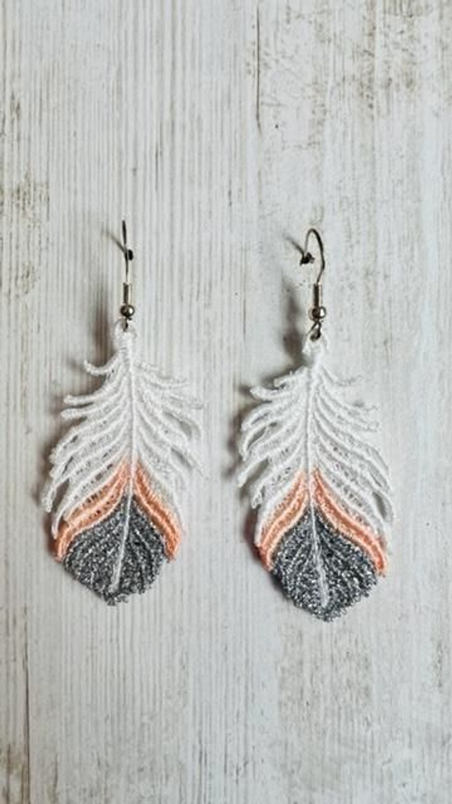 Boucles d'oreilles "feuilles tricolores" en dentelle