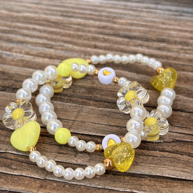 Bracelet Fleur Pop jaune 