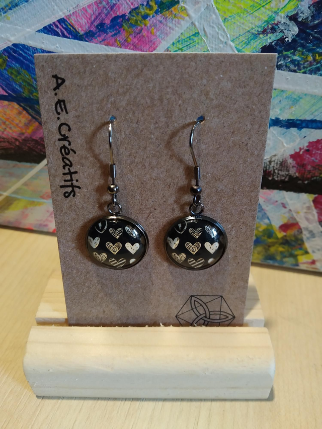 Boucles D&#039;oreilles Cabochons Coeur 