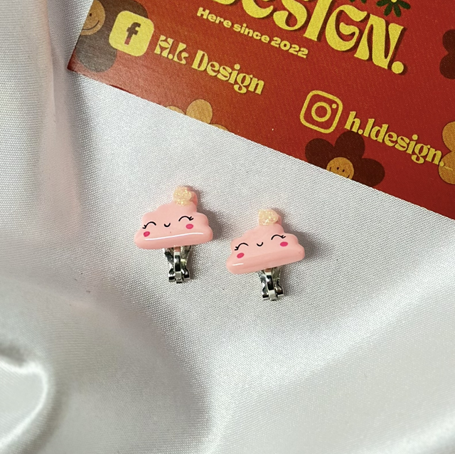 Pink Cloud Clip-On Earrings