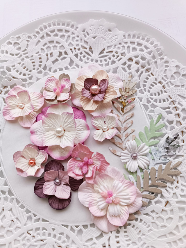 Lot fleurs Roses shabby