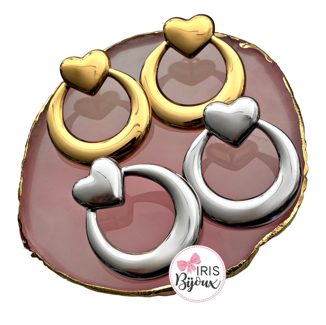 Orecchini cerchi con cuore 