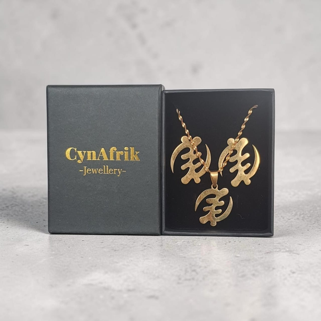 African map Necklace &amp; Ring set • Gold