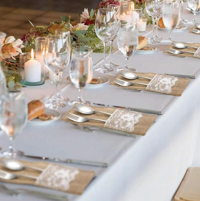 Location - pochette à couverts en toile de jute