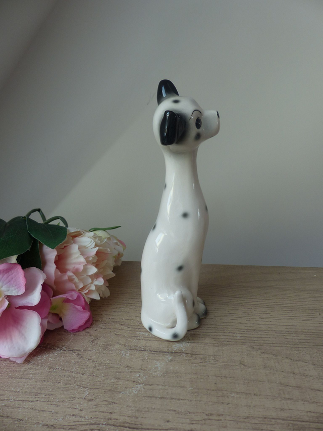 Figurine Vintage Chien Dalmatien en Céramique – Statuette Romantique Années 70, Déco Maison Charmant