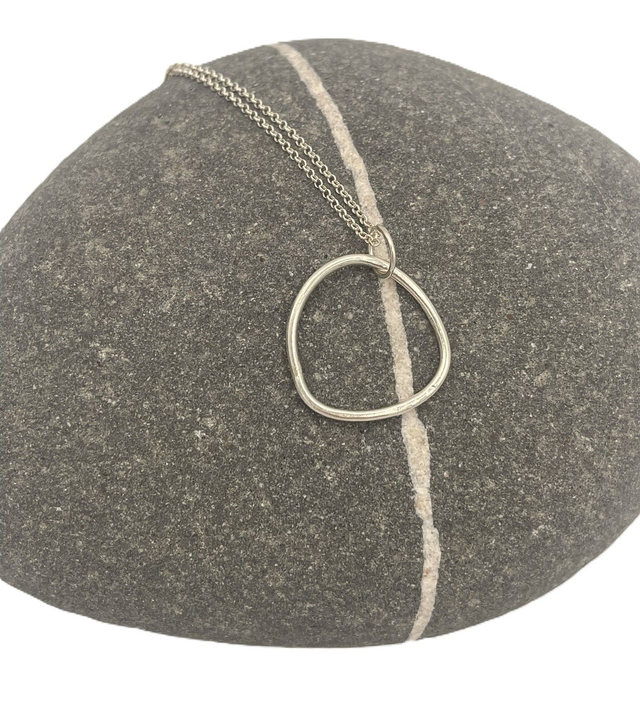 Organic triangle circle sterling silver necklace 