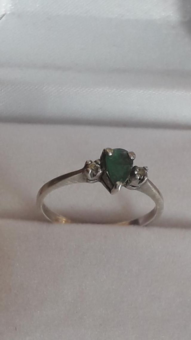 Bague émeraude, zirconium, argent 925