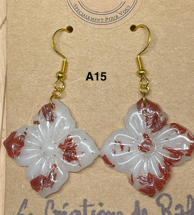 Boucles d’oreilles pendantes en pâte polymère,résine UV dorées ou argentées en acier inoxydable 