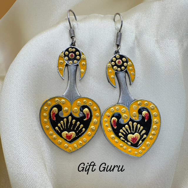 Oxidised Ear rings Yellow