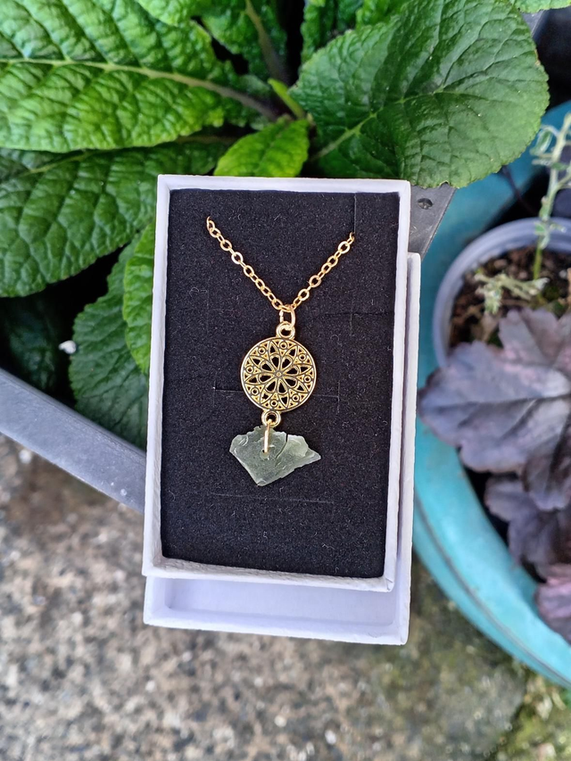 Moldavite Gold Plated Necklace 