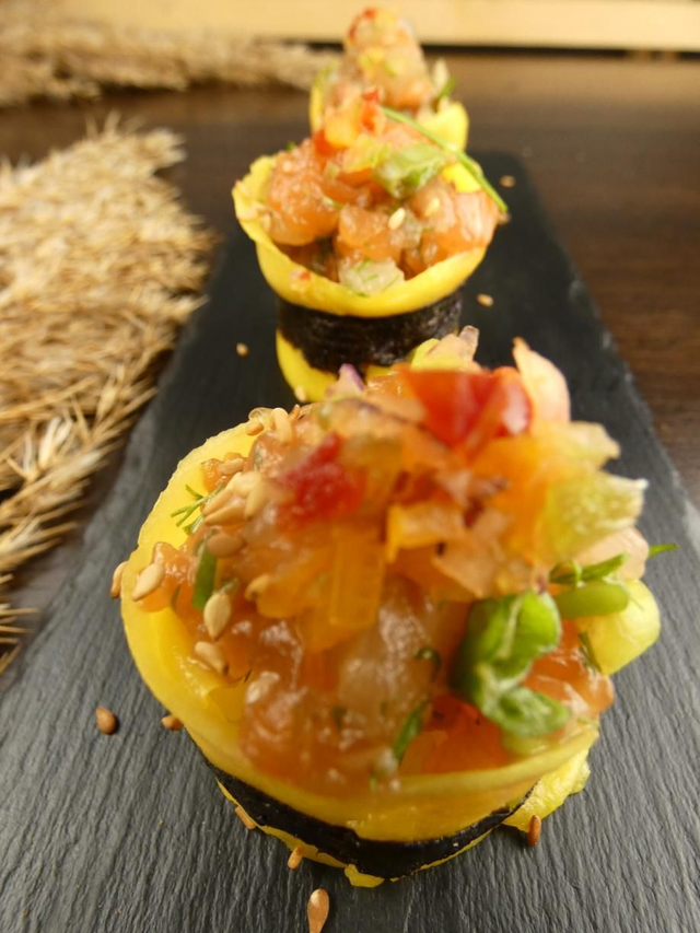 Sushi tulipe daurade saumon mangue 
