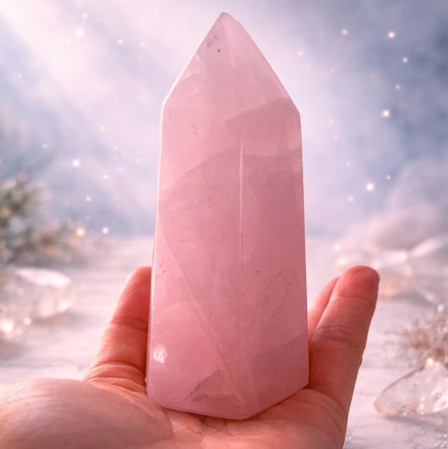 Pierre obélisque quartz rose 