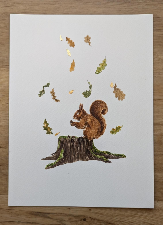 Écureuils et feuilles tombantes