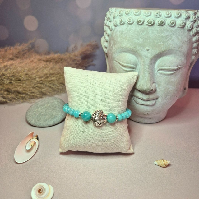 Bracelet élastique MAYA – Amazonite naturelle du Pérou