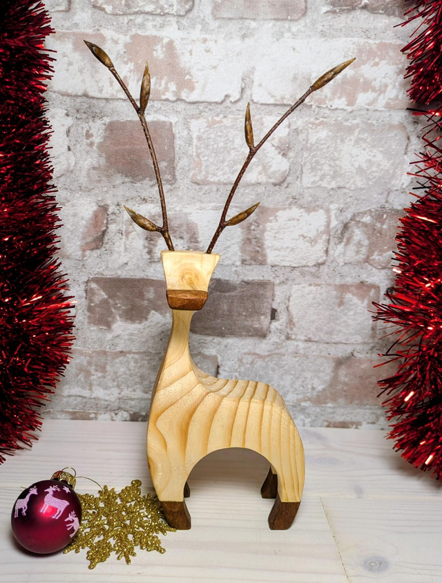 Wooden Reindeer - Beech Antlers 
