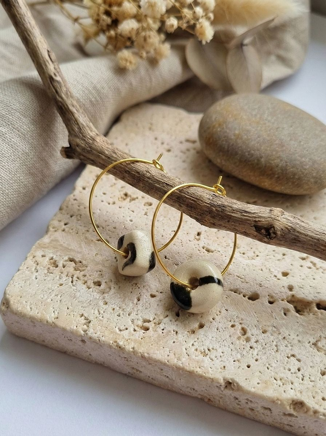 Asymmetrical Geometric Loop Ceramic Earrings
