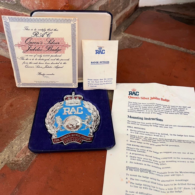 June 1977 RAC Queen’s Silver Jubilee Car Grill Badge