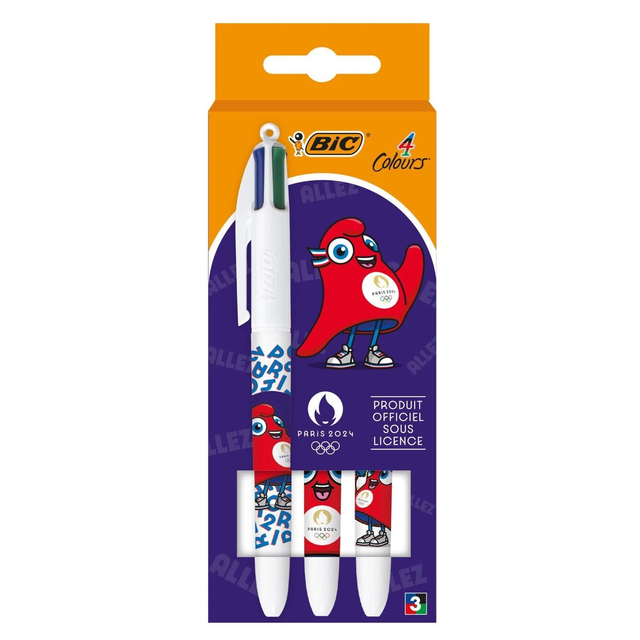 Stylo 4 couleurs PARIS 2024 x3 BIC