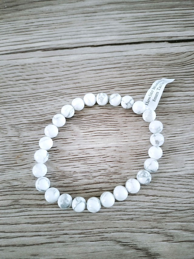 Bracelet pierre naturelle 8 mm - Howlite - Taille 2