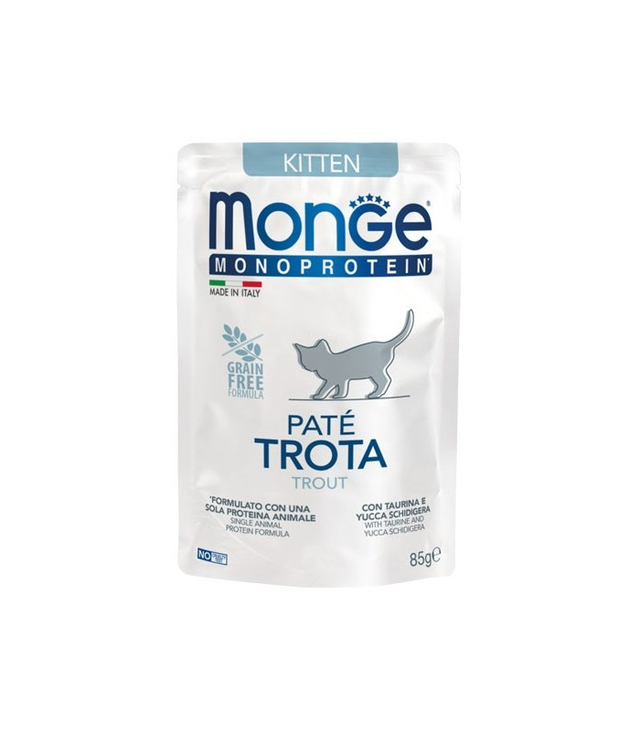 MONGE CAT MONO PATE&#039; KITTEN TROTA 85 GR