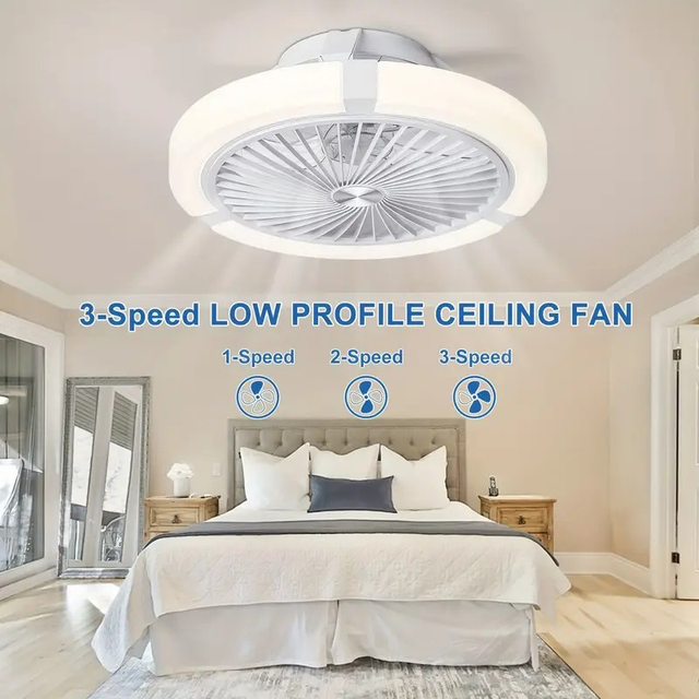 Modern Smart Ceiling Fan with LED Light and Remote Control