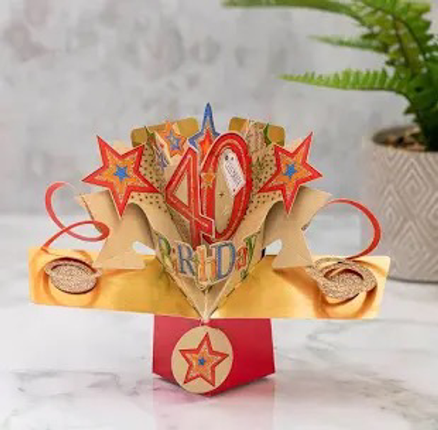 40th pop out birthday card male