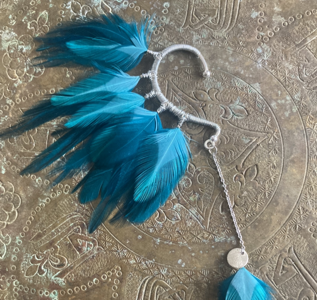 Tour d’oreille bleu canard et turquoise 