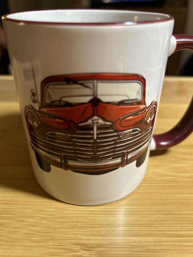 P13. Red car mug