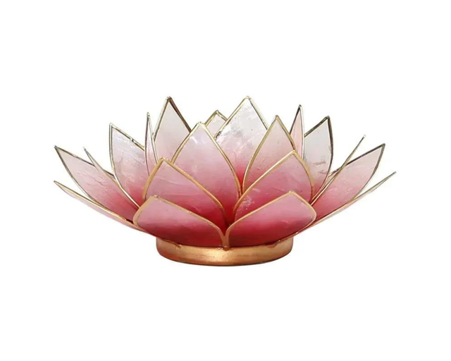Bougeoir lotus rose orangé bords dorés