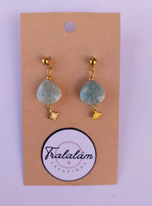 ✨ Boucles d'oreilles argentées "Les Jolies Pierres" Aventurine et étoiles polaires ✨ 