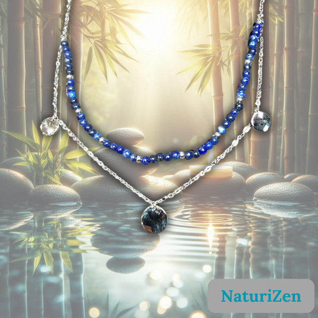 Collier Élégant en Lapis-Lazuli et Acier Inoxydable