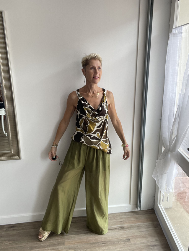 Top long marron olive