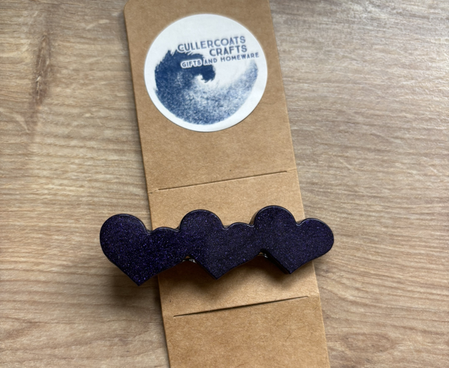 Purple shimmer heart clip