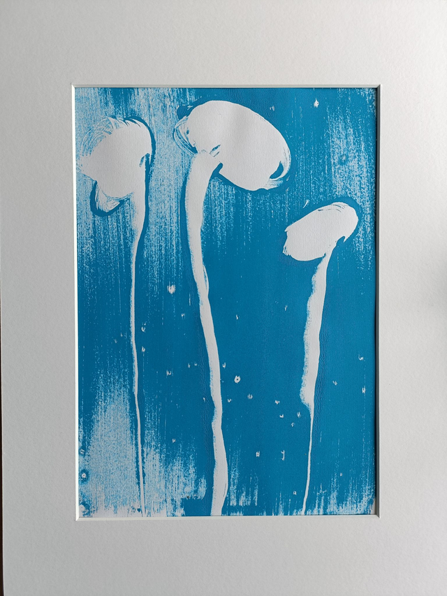Floral monoprint - original painting in A3 mount