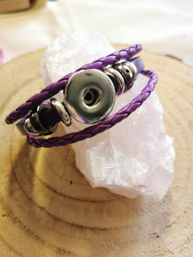 Bracelet triple violet en cuir