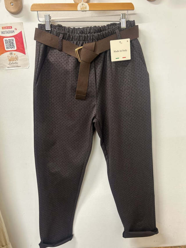 Pantalon Kara choco brillant argenté